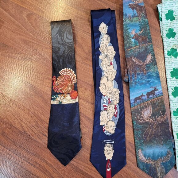 Set Of 8 Novelty Ties Featuring Holiday Animal & St. Patricks Day Themes 58-60" - Picture 2 of 8